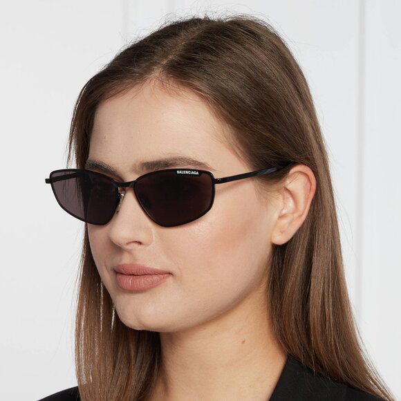 NEW BB0277S 001 BALENCIAGA BLACK UNISEX GEOMETRIC SUNGLASSES - Picture 1 of 4